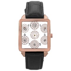 Graphics Geometry Abstract Rose Gold Leather Watch 