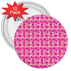 Hana Tsurukusa Heart Pink 3  Buttons (10 Pack)  by Pakrebo