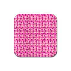 Hana Tsurukusa Heart Pink Rubber Coaster (square)  by Pakrebo