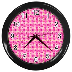 Hana Tsurukusa Heart Pink Wall Clock (black) by Pakrebo