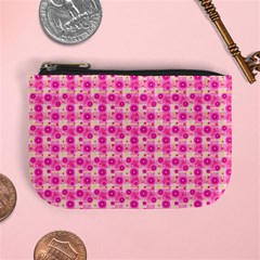 Hana Tsurukusa Heart Pink Mini Coin Purse by Pakrebo