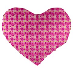 Hana Tsurukusa Heart Pink Large 19  Premium Heart Shape Cushions by Pakrebo