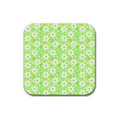 Zephyranthes Candida White Flowers Rubber Coaster (square)  by Pakrebo