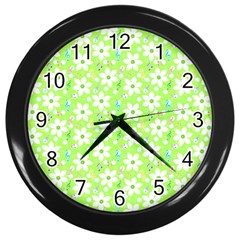 Zephyranthes Candida White Flowers Wall Clock (black) by Pakrebo