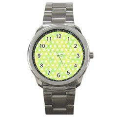 Traditional Patterns Hemp Pattern Green Sport Metal Watch by Pakrebo