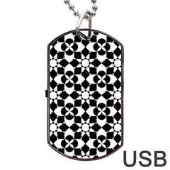 Mosaic Floral Repeat Pattern Dog Tag Usb Flash (two Sides) by Pakrebo