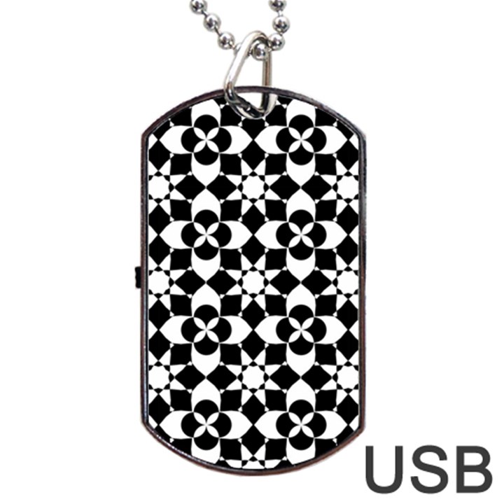 Mosaic Floral Repeat Pattern Dog Tag USB Flash (Two Sides)