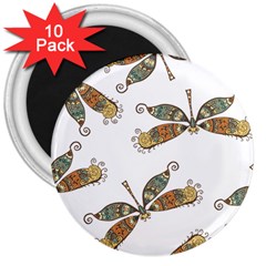 Pattern Dragonfly Background 3  Magnets (10 Pack)  by Pakrebo