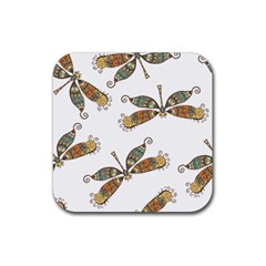 Pattern Dragonfly Background Rubber Coaster (square)  by Pakrebo