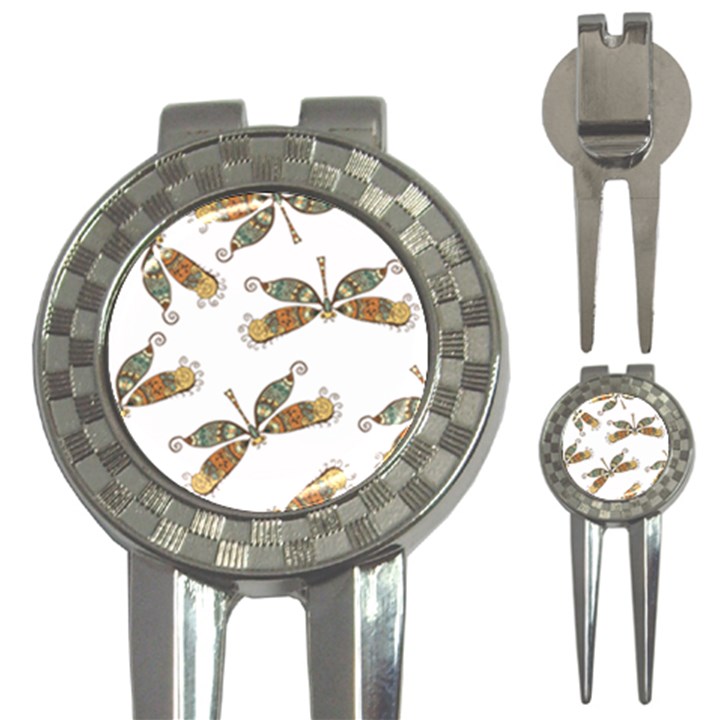 Pattern Dragonfly Background 3-in-1 Golf Divots