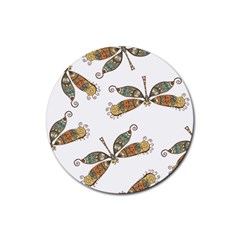 Pattern Dragonfly Background Rubber Coaster (round)  by Pakrebo