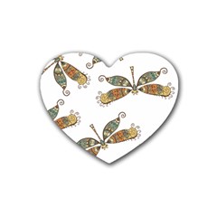 Pattern Dragonfly Background Heart Coaster (4 Pack)  by Pakrebo