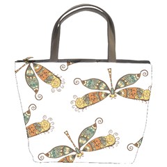 Pattern Dragonfly Background Bucket Bag