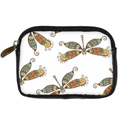 Pattern Dragonfly Background Digital Camera Leather Case by Pakrebo