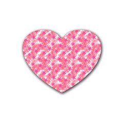 Phlox Spring April May Pink Rubber Coaster (heart)  by Pakrebo