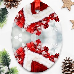 Christmas Background Tile Gifts Ornament (oval) by Pakrebo