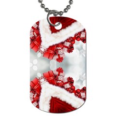 Christmas Background Tile Gifts Dog Tag (two Sides) by Pakrebo