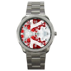 Christmas Background Tile Gifts Sport Metal Watch by Pakrebo