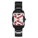 Christmas Background Tile Gifts Stainless Steel Barrel Watch Front