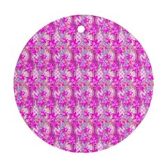 Maple Leaf Plant Seamless Pattern Pink Ornament (round) by Pakrebo