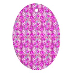 Maple Leaf Plant Seamless Pattern Pink Ornament (oval) by Pakrebo