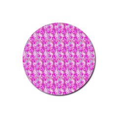 Maple Leaf Plant Seamless Pattern Pink Rubber Round Coaster (4 Pack)  by Pakrebo