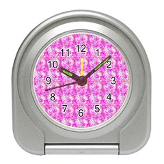 Maple Leaf Plant Seamless Pattern Pink Travel Alarm Clock by Pakrebo