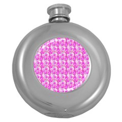 Maple Leaf Plant Seamless Pattern Pink Round Hip Flask (5 Oz) by Pakrebo