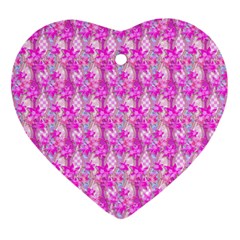 Maple Leaf Plant Seamless Pattern Pink Heart Ornament (two Sides) by Pakrebo