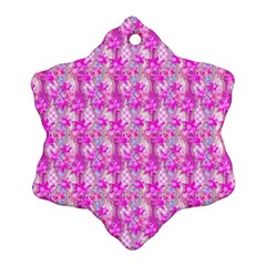 Maple Leaf Plant Seamless Pattern Pink Snowflake Ornament (two Sides) by Pakrebo