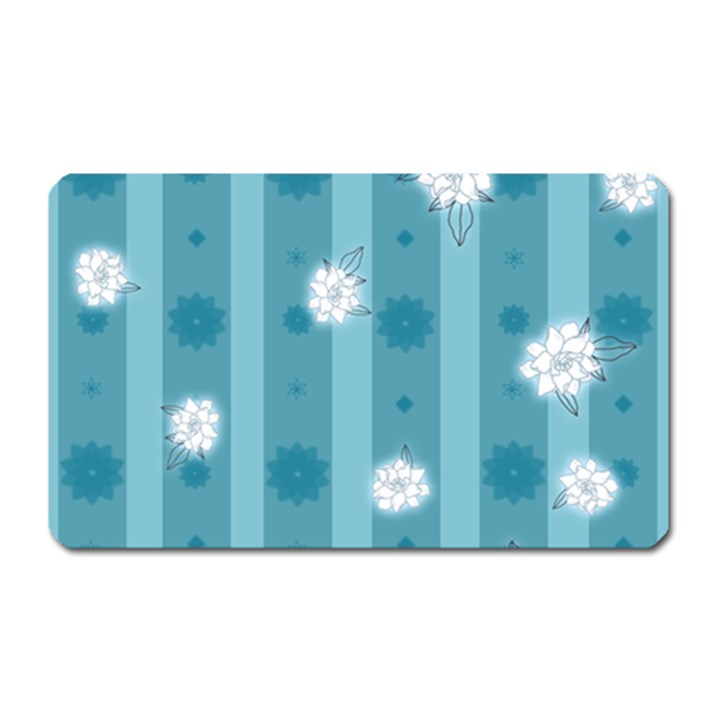 Gardenia Flowers White Blue Magnet (Rectangular)