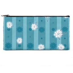 Gardenia Flowers White Blue Pencil Cases by Pakrebo