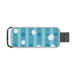 Gardenia Flowers White Blue Portable Usb Flash (one Side) by Pakrebo