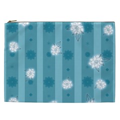 Gardenia Flowers White Blue Cosmetic Bag (xxl) by Pakrebo