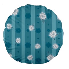 Gardenia Flowers White Blue Large 18  Premium Flano Round Cushions