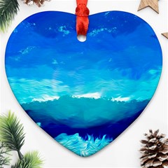 Blue Sky Artwork Drawing Painting Heart Ornament (two Sides) by Pakrebo