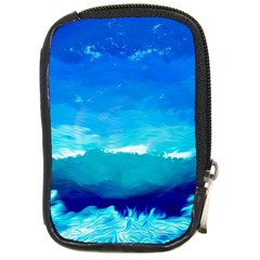 Blue Sky Artwork Drawing Painting Compact Camera Leather Case by Pakrebo