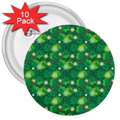 4 Leaf Clover Star Glitter Seamless 3  Buttons (10 Pack)  by Pakrebo