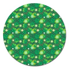 4 Leaf Clover Star Glitter Seamless Magnet 5  (round) by Pakrebo