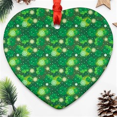 4 Leaf Clover Star Glitter Seamless Heart Ornament (two Sides) by Pakrebo