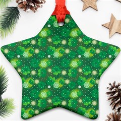 4 Leaf Clover Star Glitter Seamless Star Ornament (two Sides) by Pakrebo