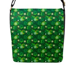 4 Leaf Clover Star Glitter Seamless Flap Closure Messenger Bag (l) by Pakrebo