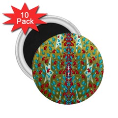 Raining Paradise Flowers In The Moon Light Night 2 25  Magnets (10 Pack)  by pepitasart