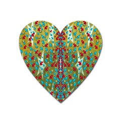 Raining Paradise Flowers In The Moon Light Night Heart Magnet by pepitasart