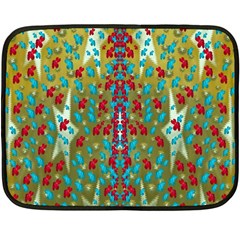 Raining Paradise Flowers In The Moon Light Night Fleece Blanket (mini) by pepitasart