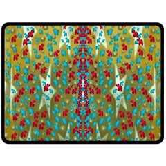 Raining Paradise Flowers In The Moon Light Night Fleece Blanket (large)  by pepitasart