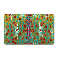 Raining Paradise Flowers In The Moon Light Night Magnet (rectangular) by pepitasart