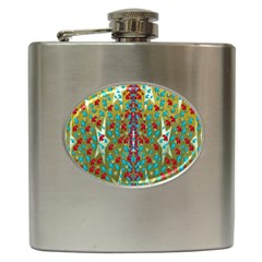 Raining Paradise Flowers In The Moon Light Night Hip Flask (6 Oz) by pepitasart