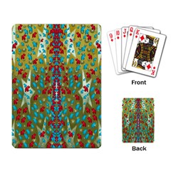 Raining Paradise Flowers In The Moon Light Night Playing Cards Single Design by pepitasart