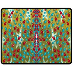 Raining Paradise Flowers In The Moon Light Night Fleece Blanket (medium)  by pepitasart